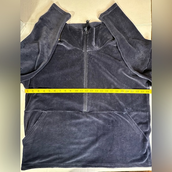 LL Bean Blue Loose Turtle Neck 3/4 Zip Up Kangaroo Pocket Ribbed Sweater XL - Picture 5 of 14